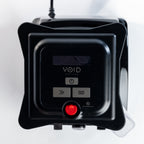 Top view of the VOID lid on the blender, showing its screen, buttons and vent